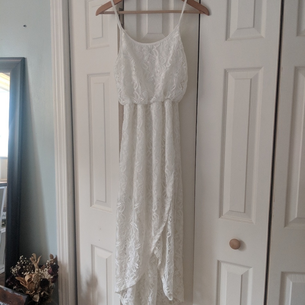 High low white lacy dress